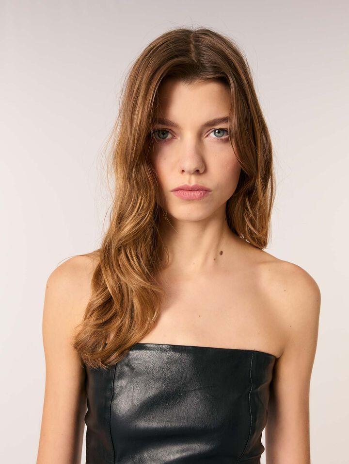Bustier stretch leather midi dress