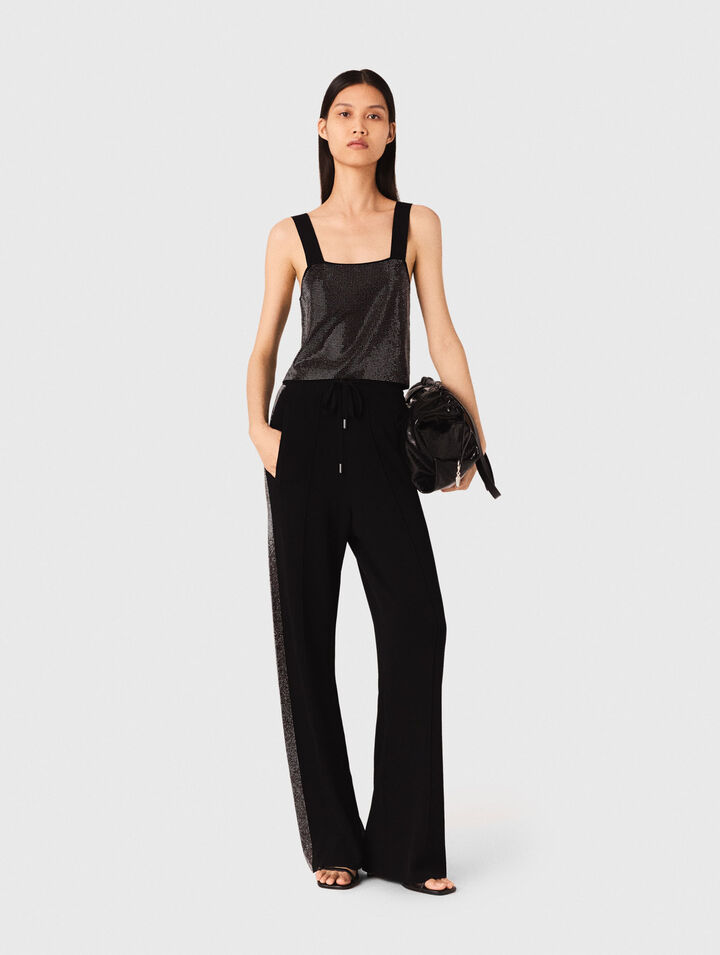 Strappy diamanté knit top