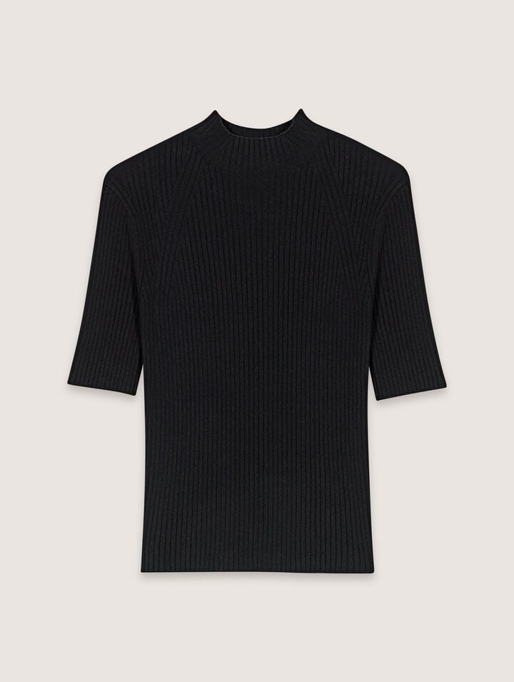 Maje Maude Rib-knit Sweater In Black