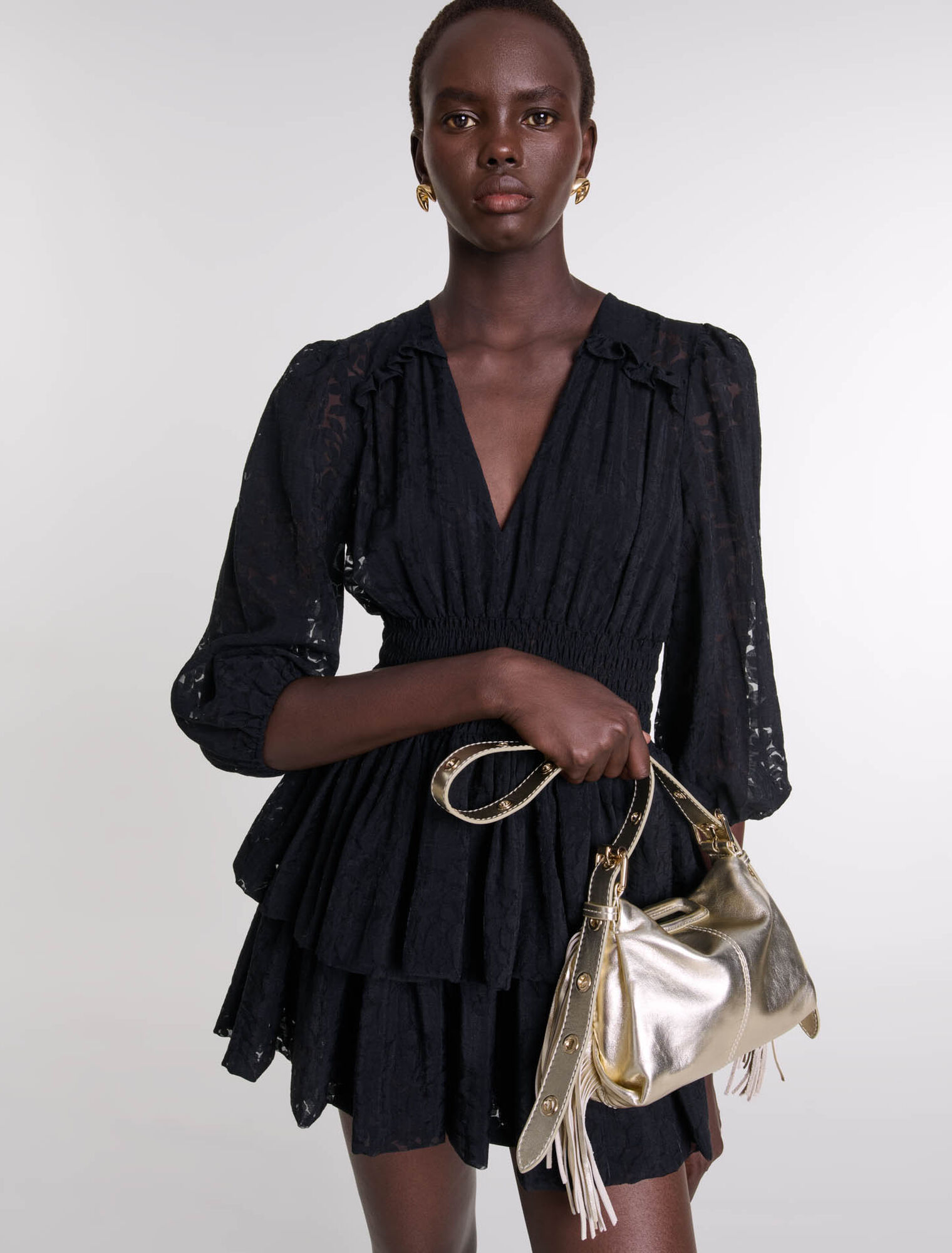 Layered-effect patterned dress