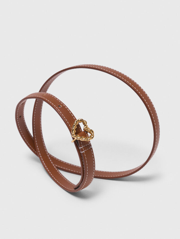 Slim leather heart belt