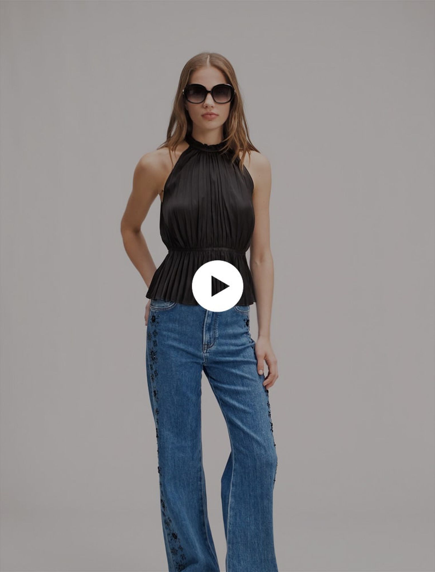 Pleated satin top