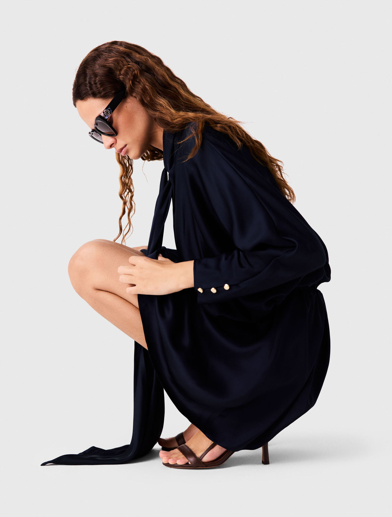 Short draped satin dress