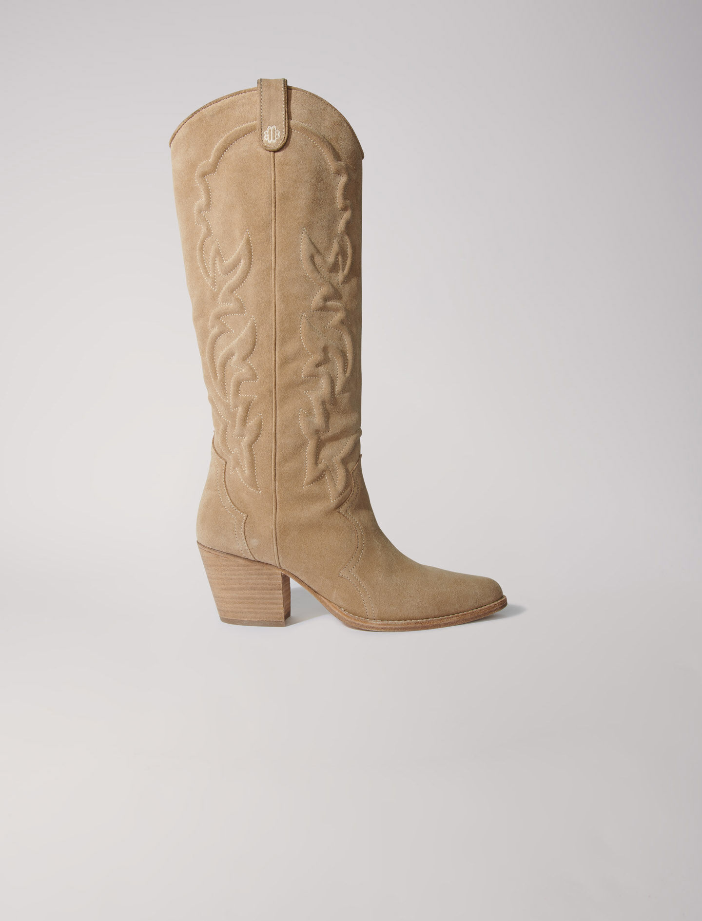 Beige suede cowboy boots hot sale