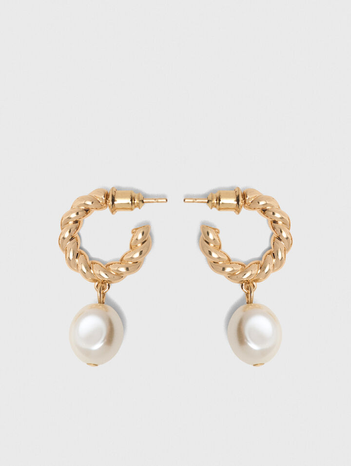 Twisted bead hoop earrings