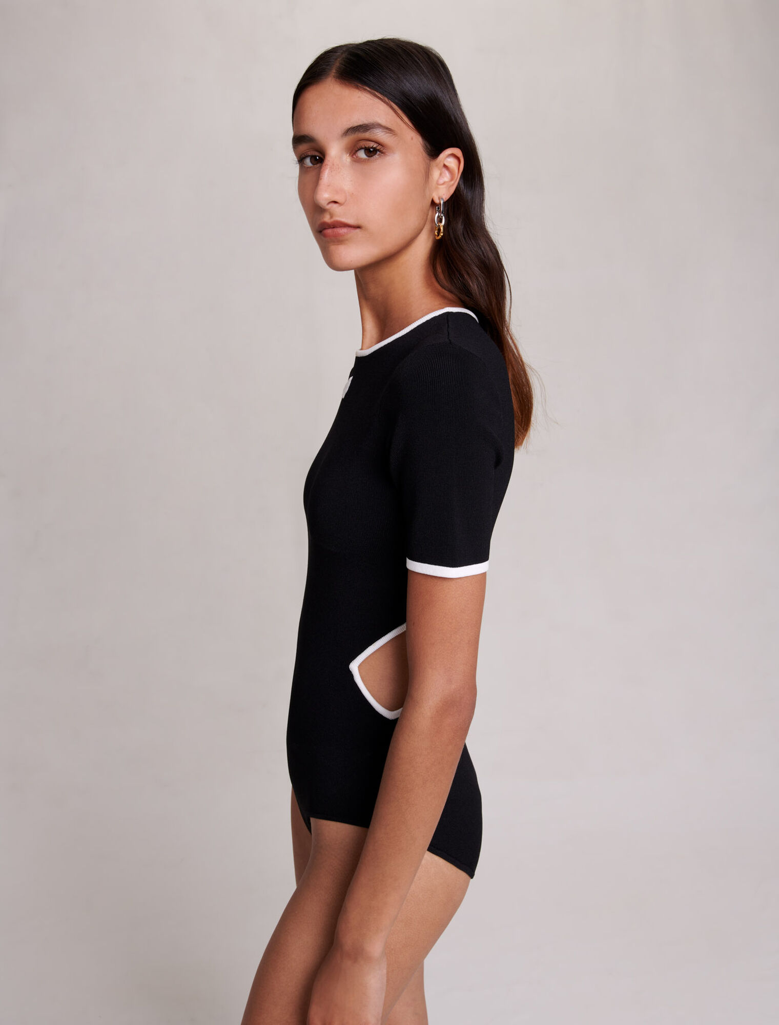 Openwork knit bodysuit