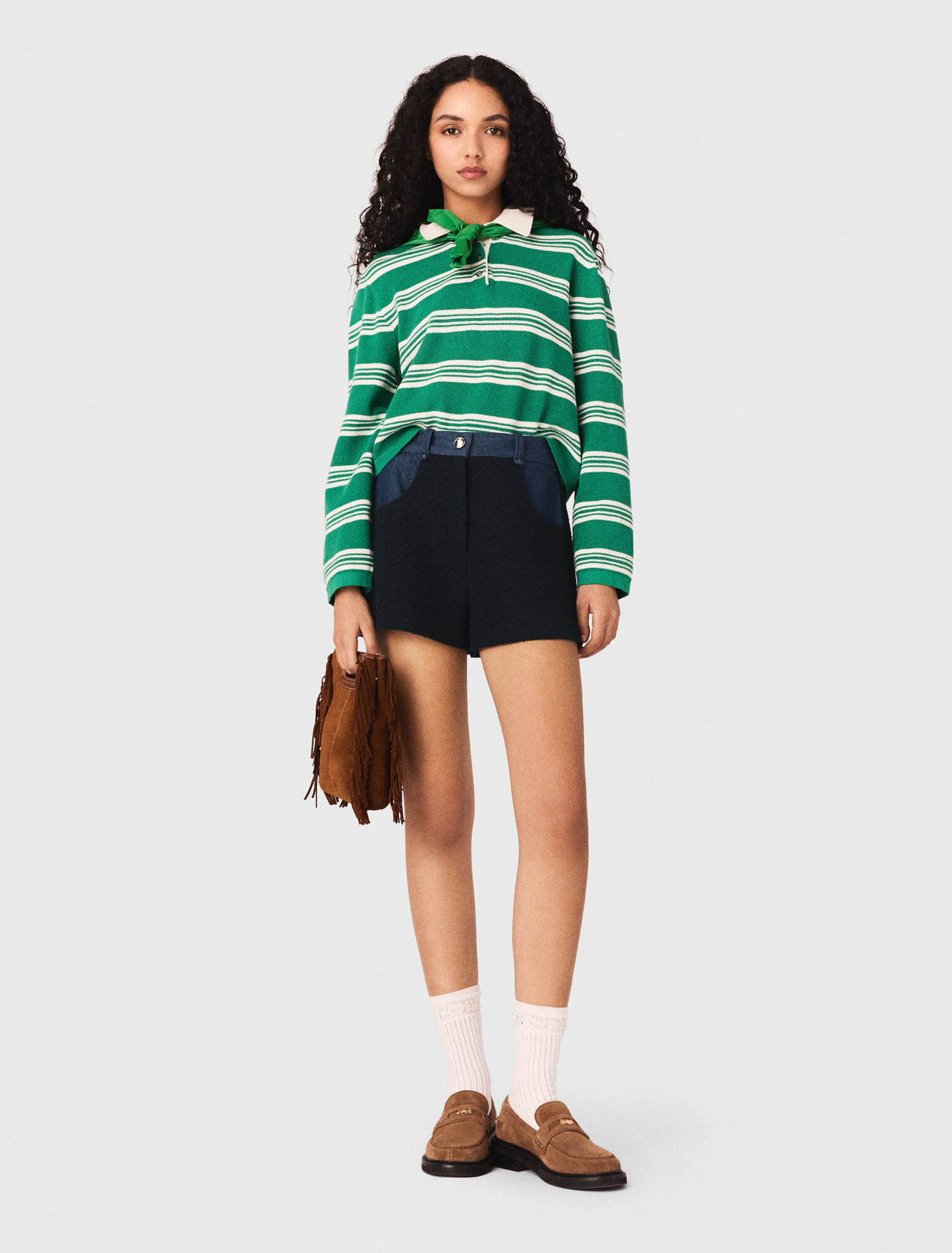 Cropped striped polo jumper
