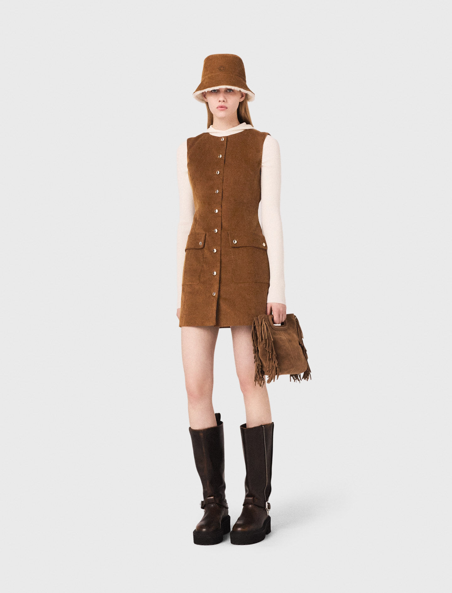 Short corduroy dress Brown for Women | Maje