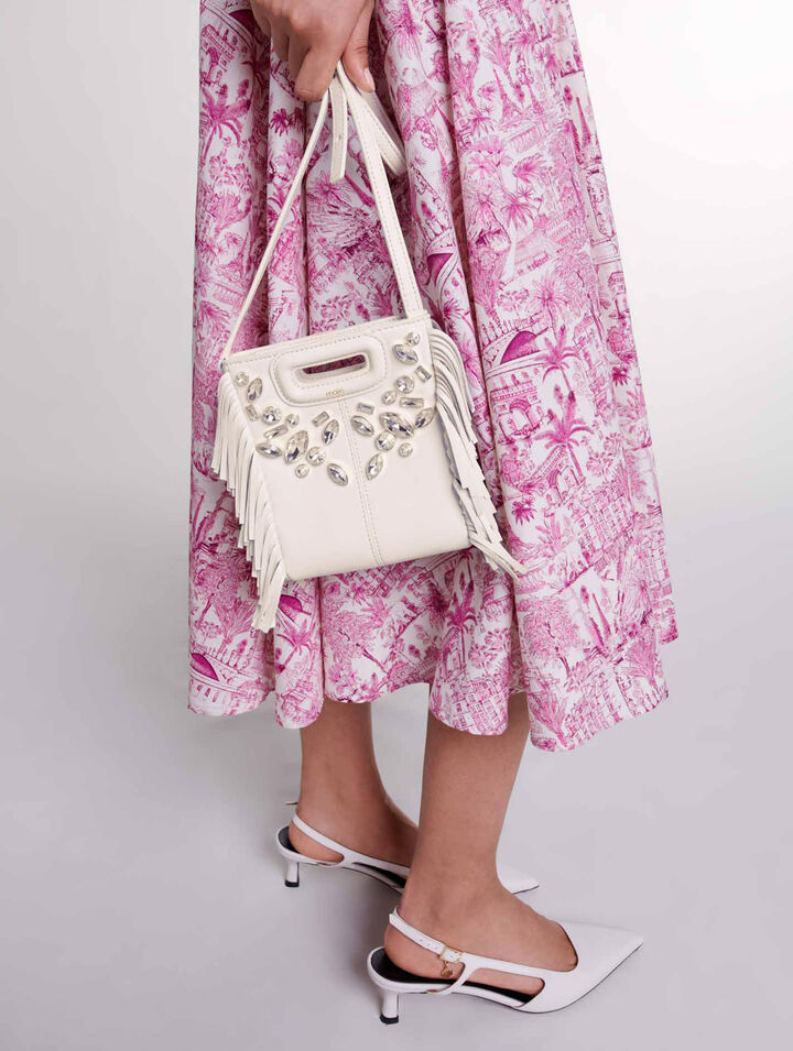 M mini leather bag with diamantés