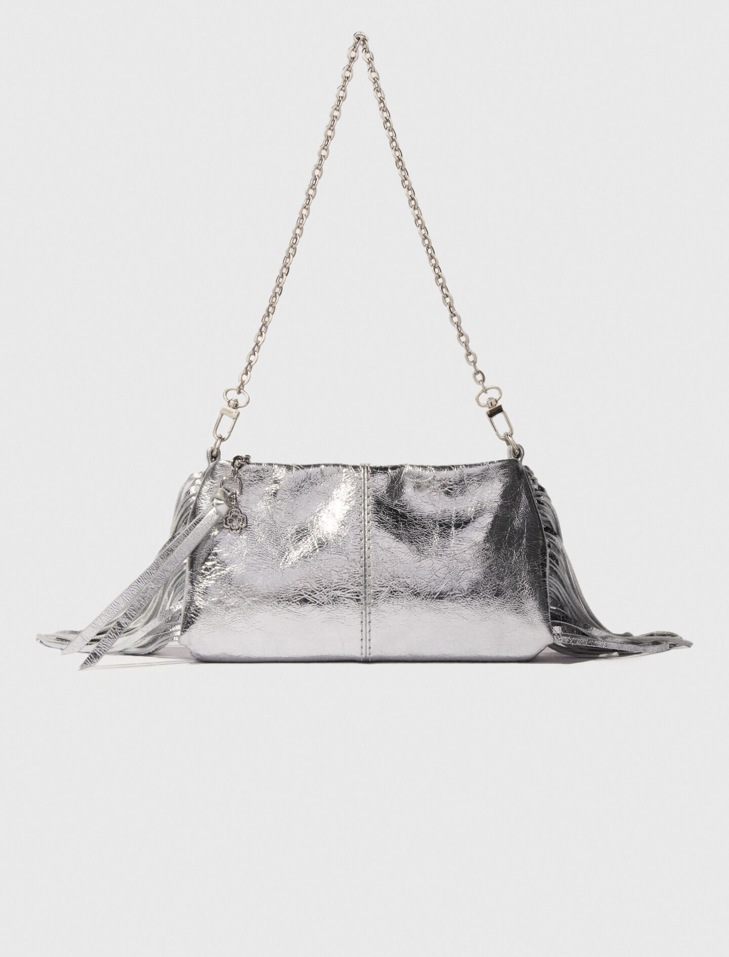 Miss M leather clutch bag Black / Gray for Women | Maje