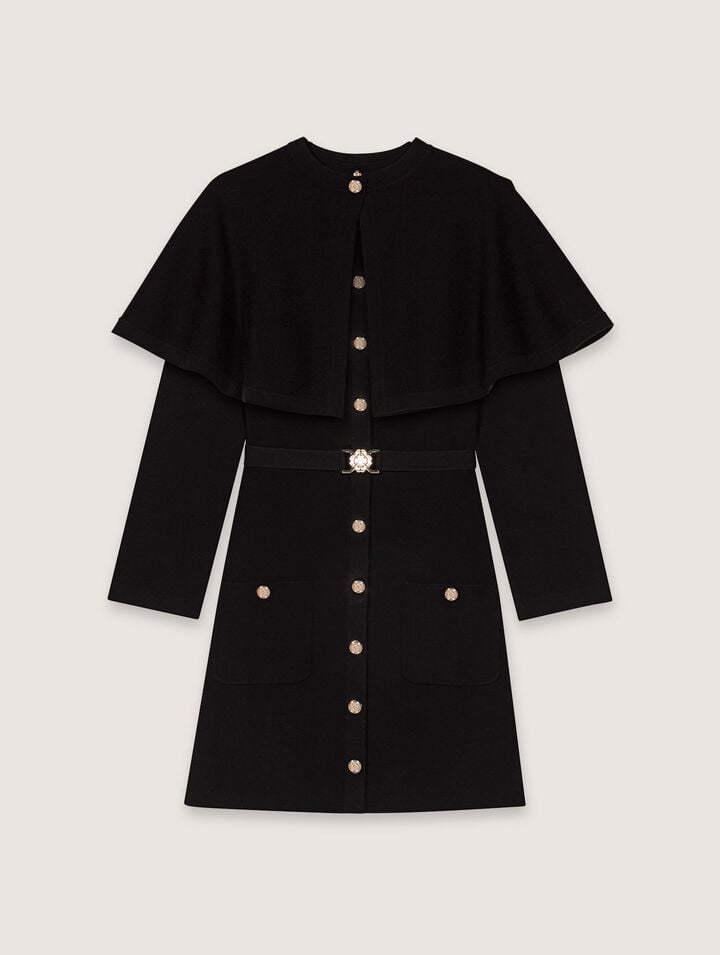 Maje 2-in-1 Knit Dress & Removable Cape In Black