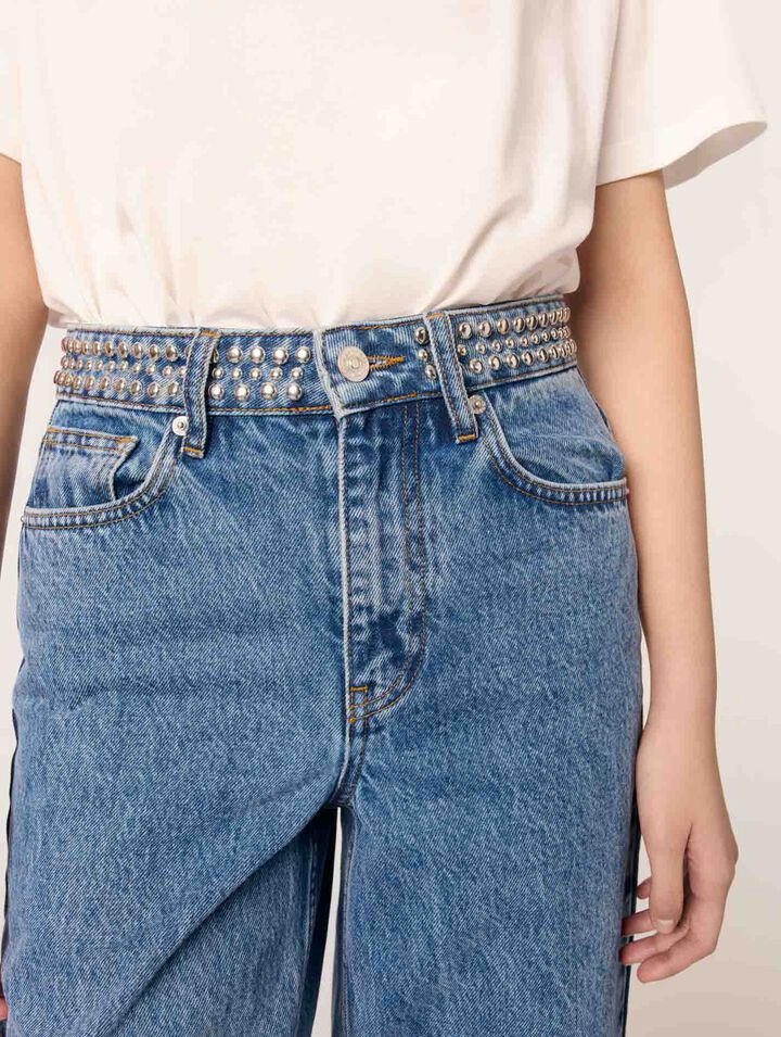 Flares jeans with studded waistband