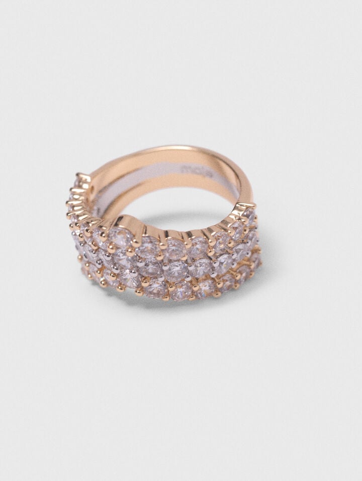 Two-tone rhinestone ring