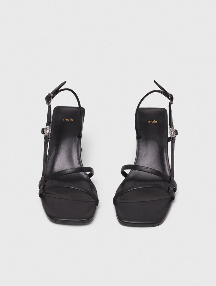 Metallic heel strappy sandals