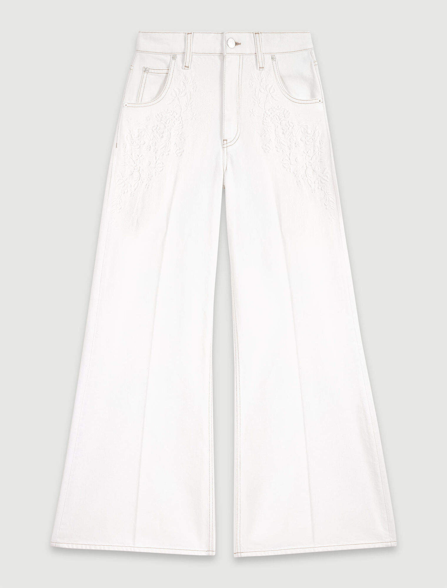 Embroidered high-waisted jeans