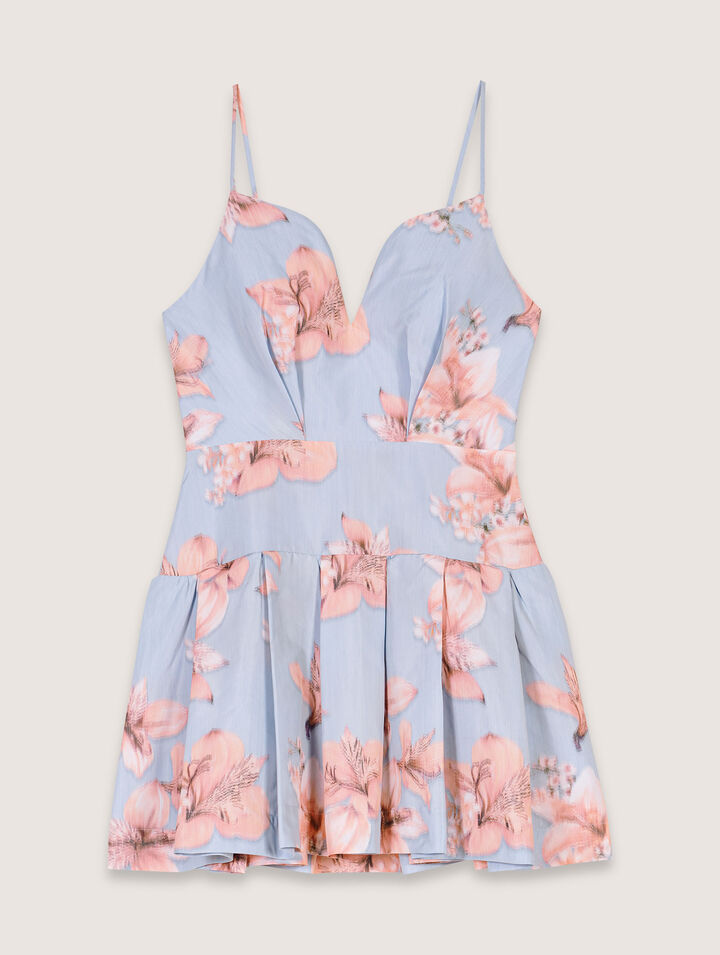 Short patterned taffeta dress
