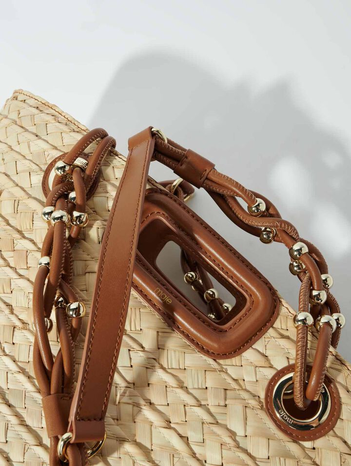 Woven raffia basket bag