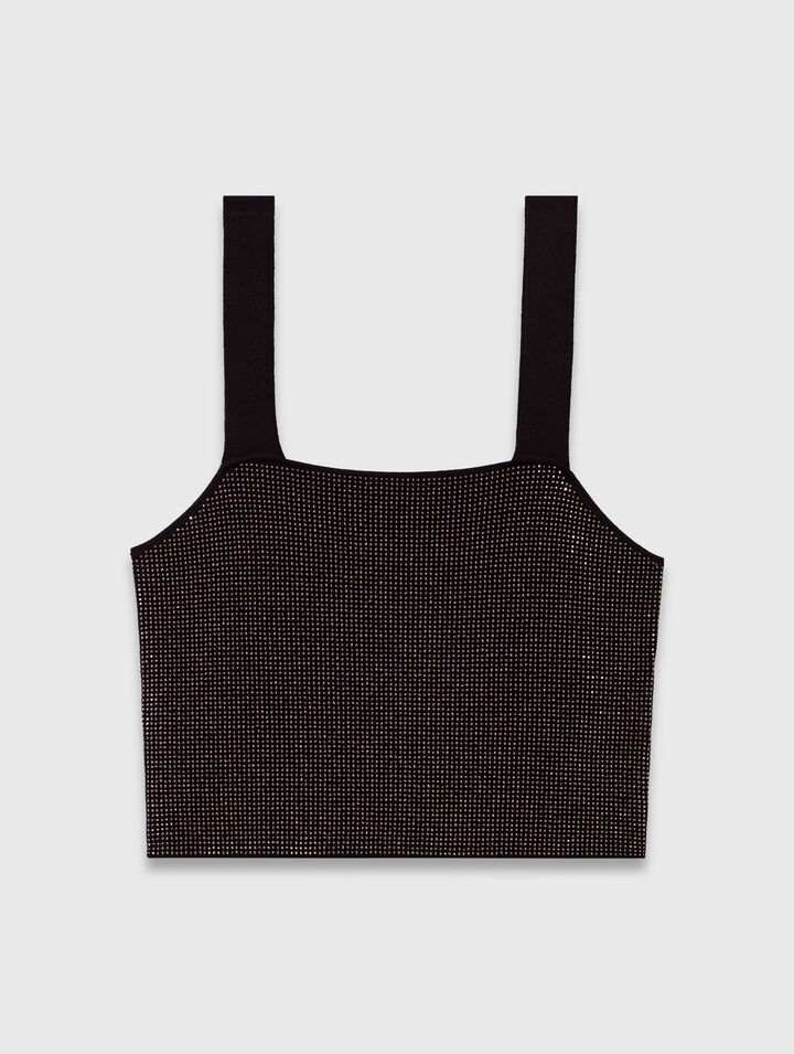 Strappy diamanté knit top