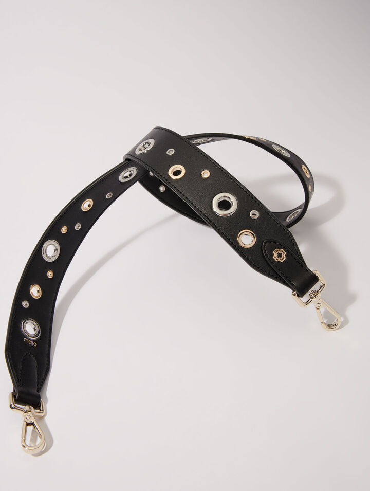 Leather shoulder strap with eyelets