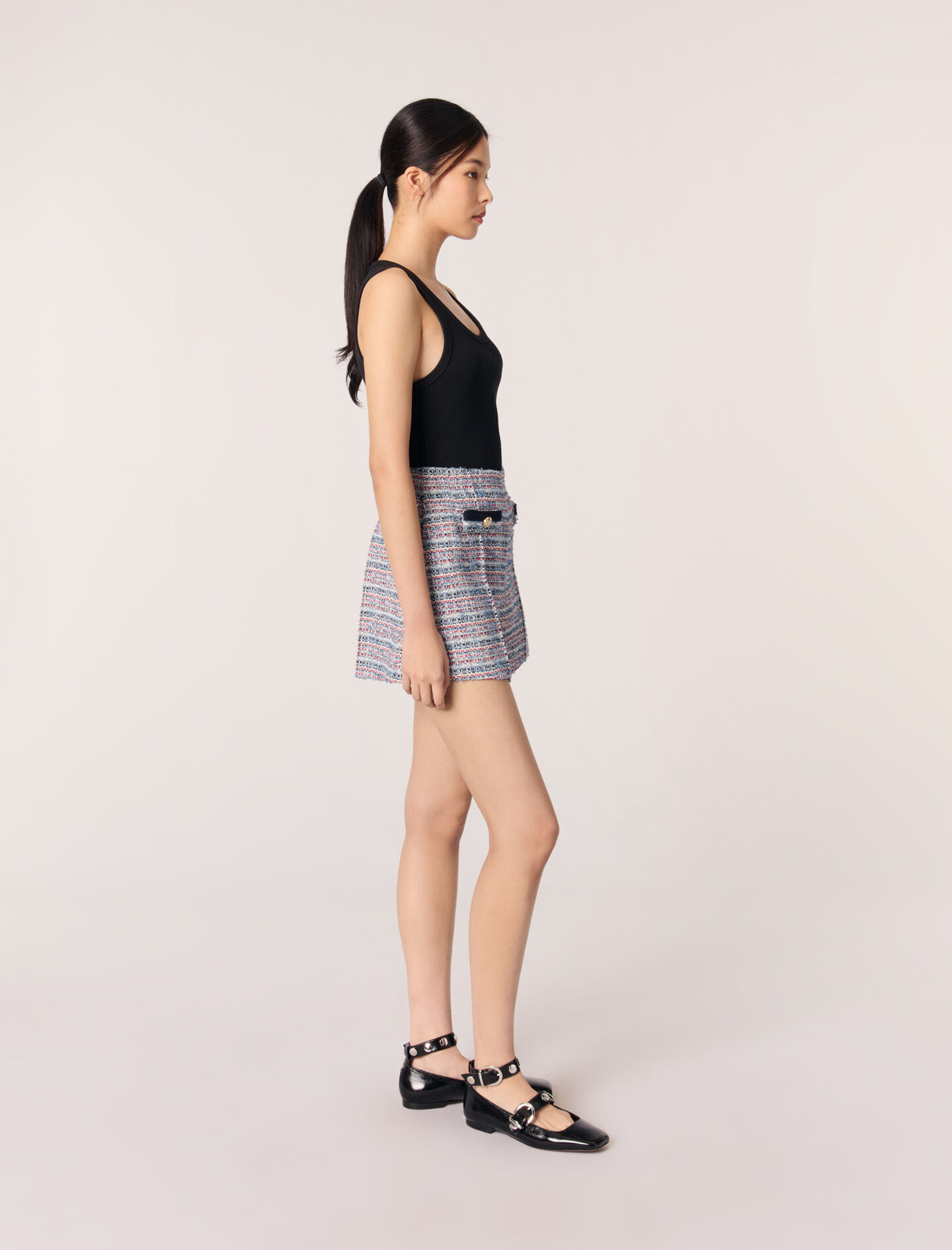 Tweed shorts with contrasting trim Bicolor for Women | Maje
