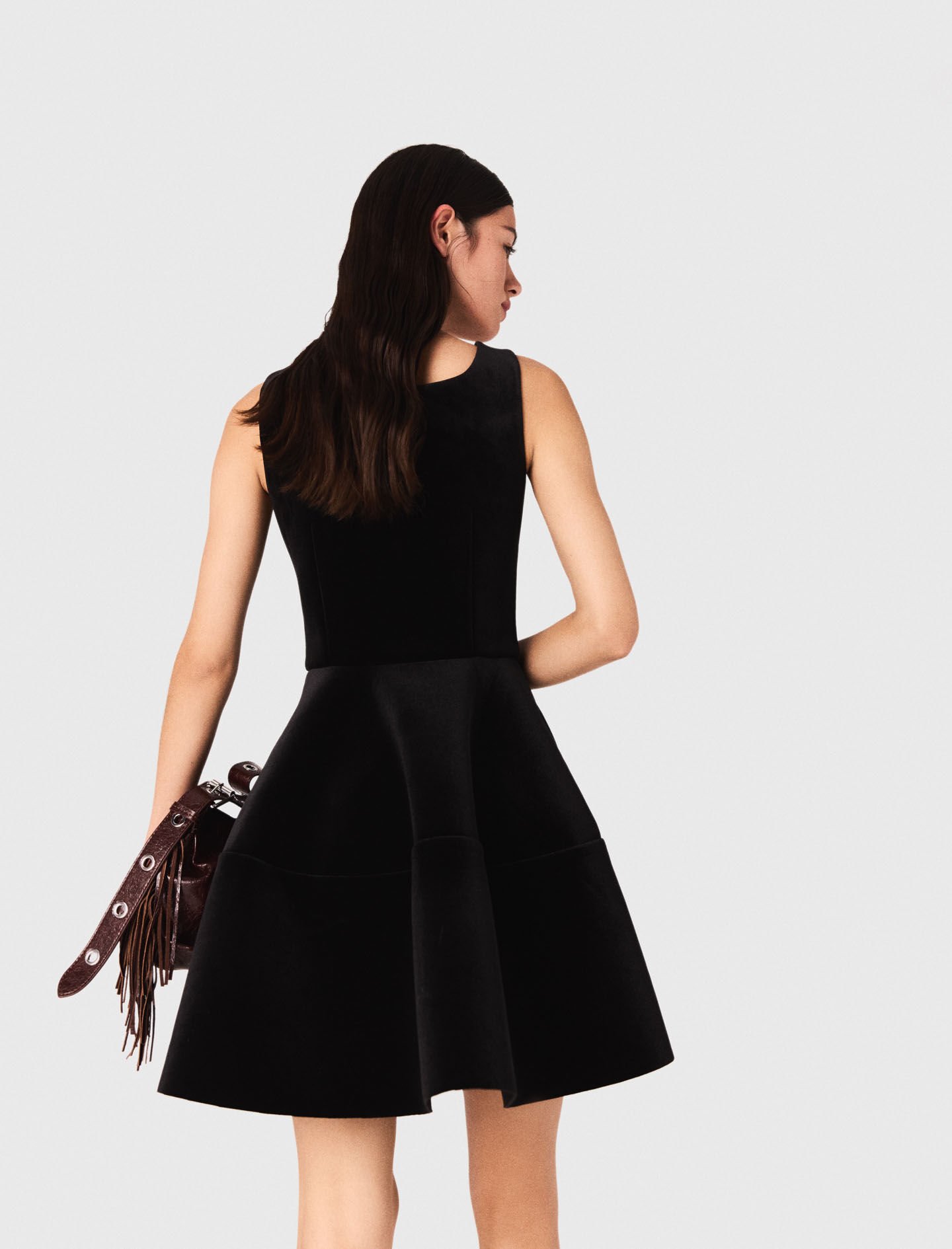 Short velvet skater dress Black / Gray for Women | Maje