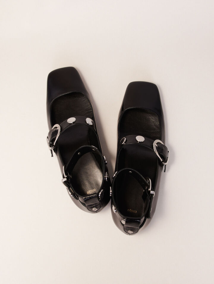 Studded leather Mary Jane pumps