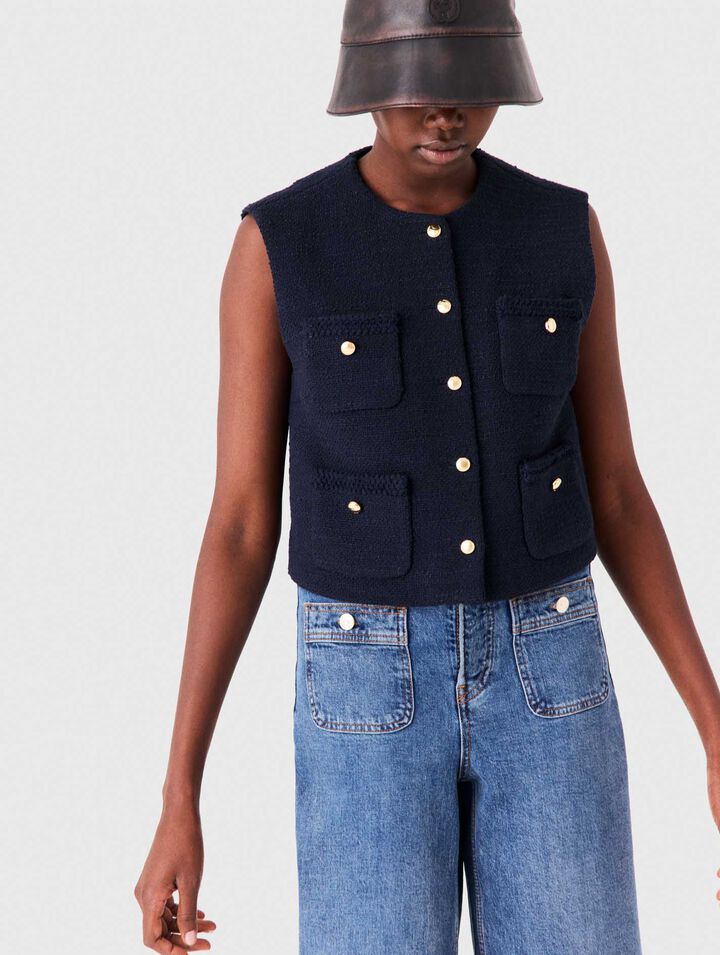 Sleeveless tweed jacket