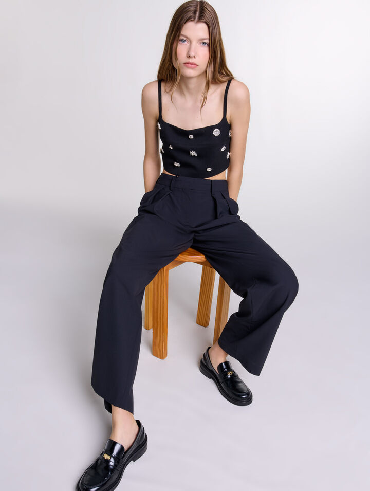 Wide-leg trousers with belt