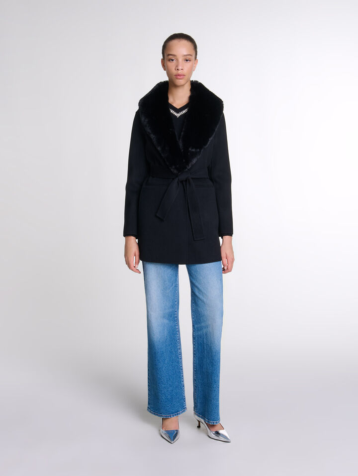 Double-faced mid-length coat