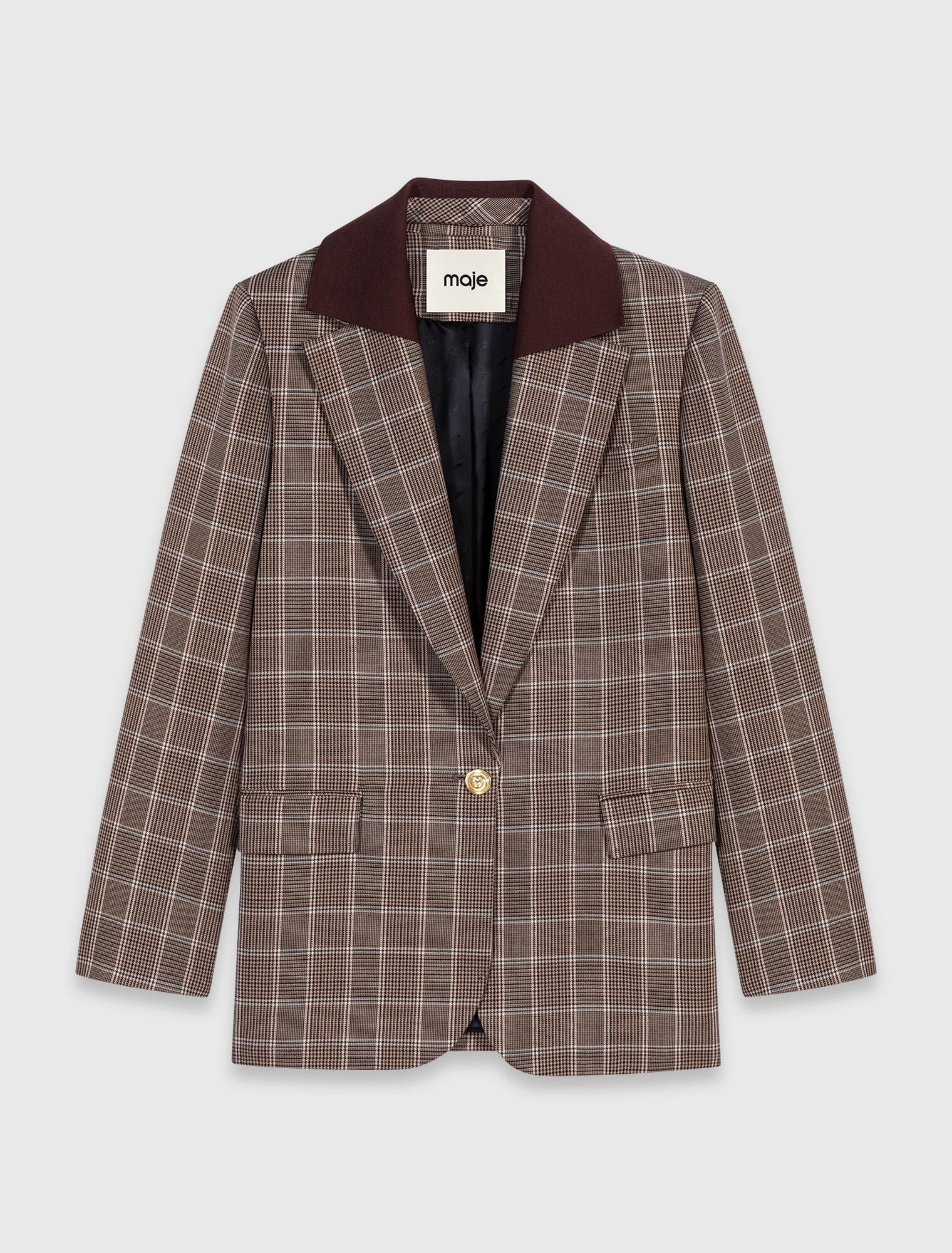 Check jacket with removable collar