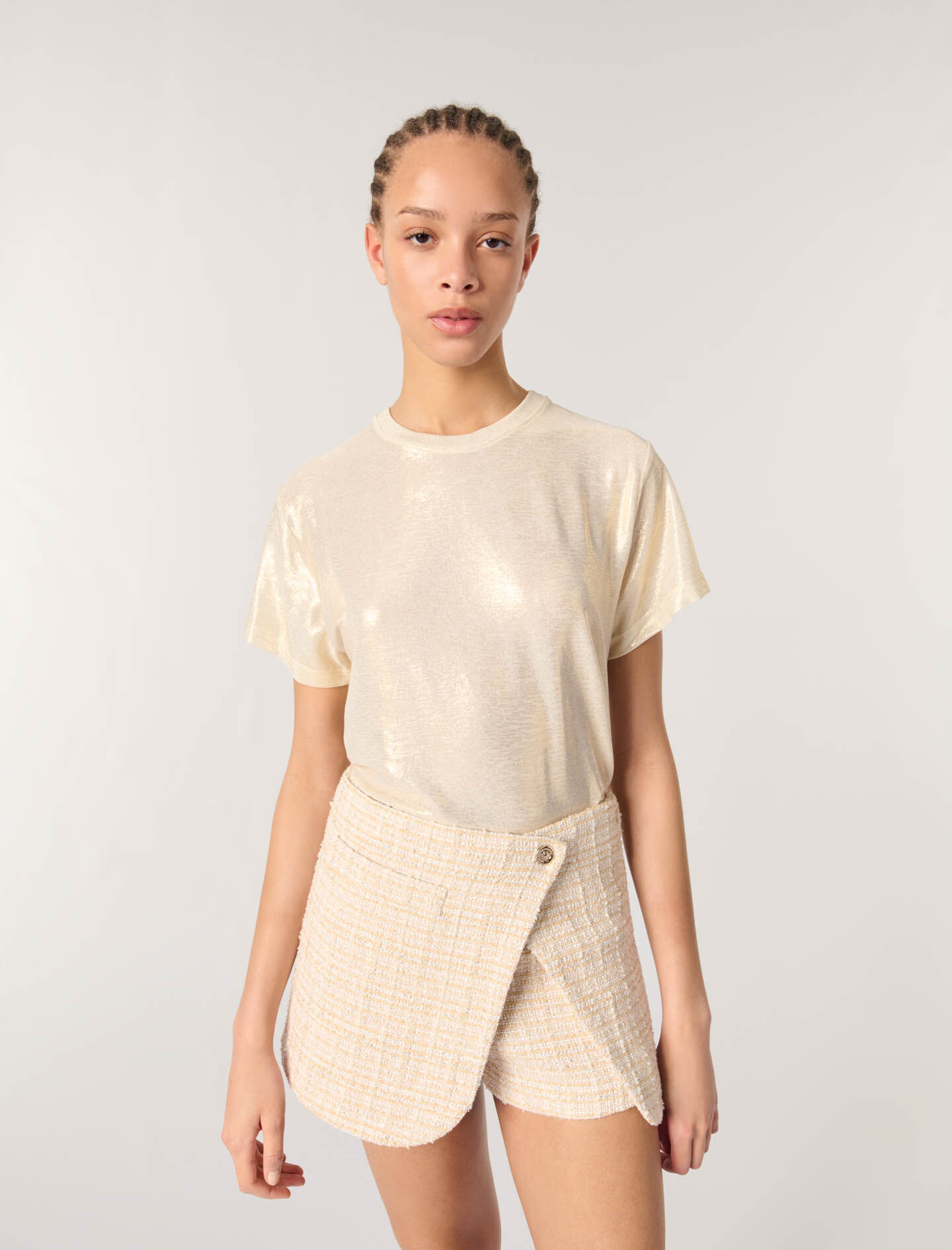 Layered tweed skort Natural for Women | Maje