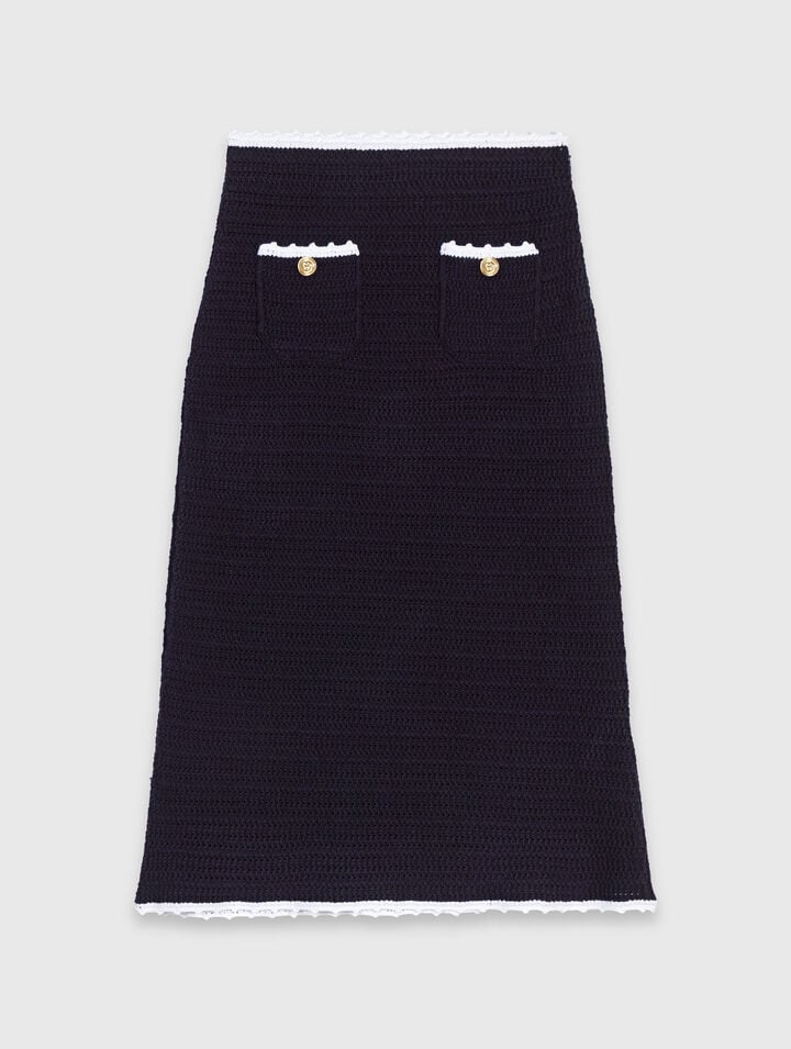 Midi skirt with crochet trim