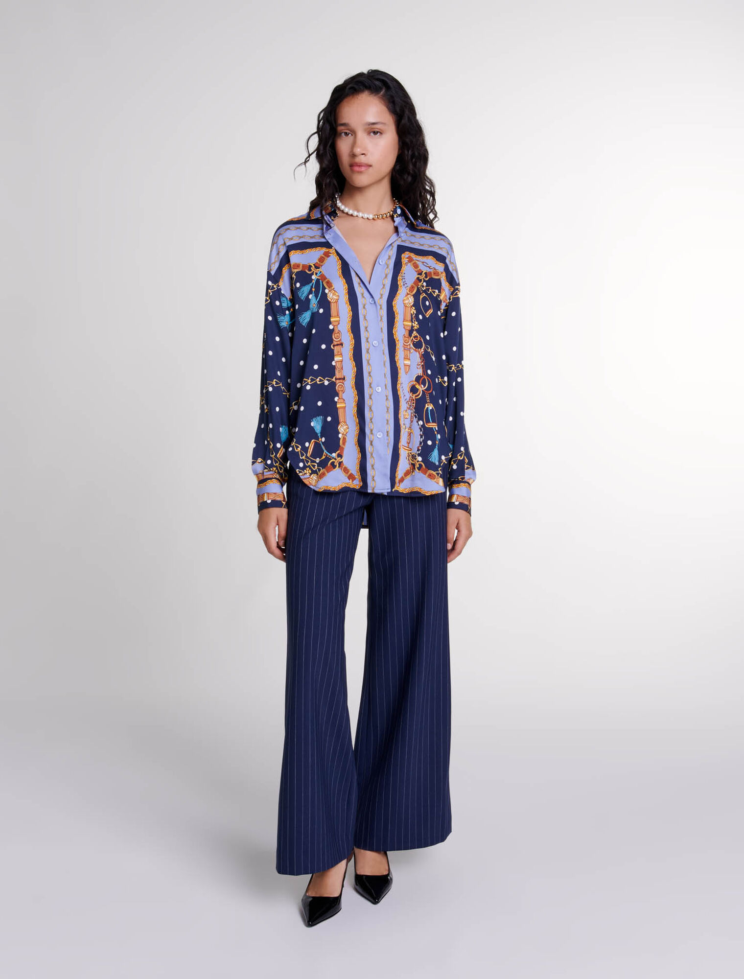 Satin-effect patterned shirt