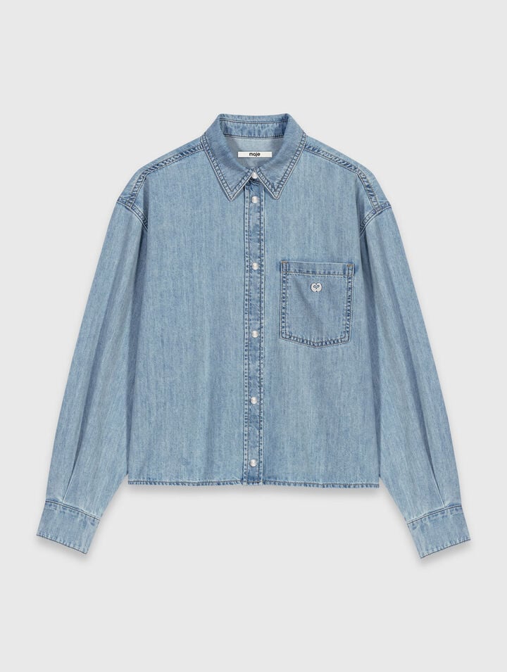 Denim shirt with logo