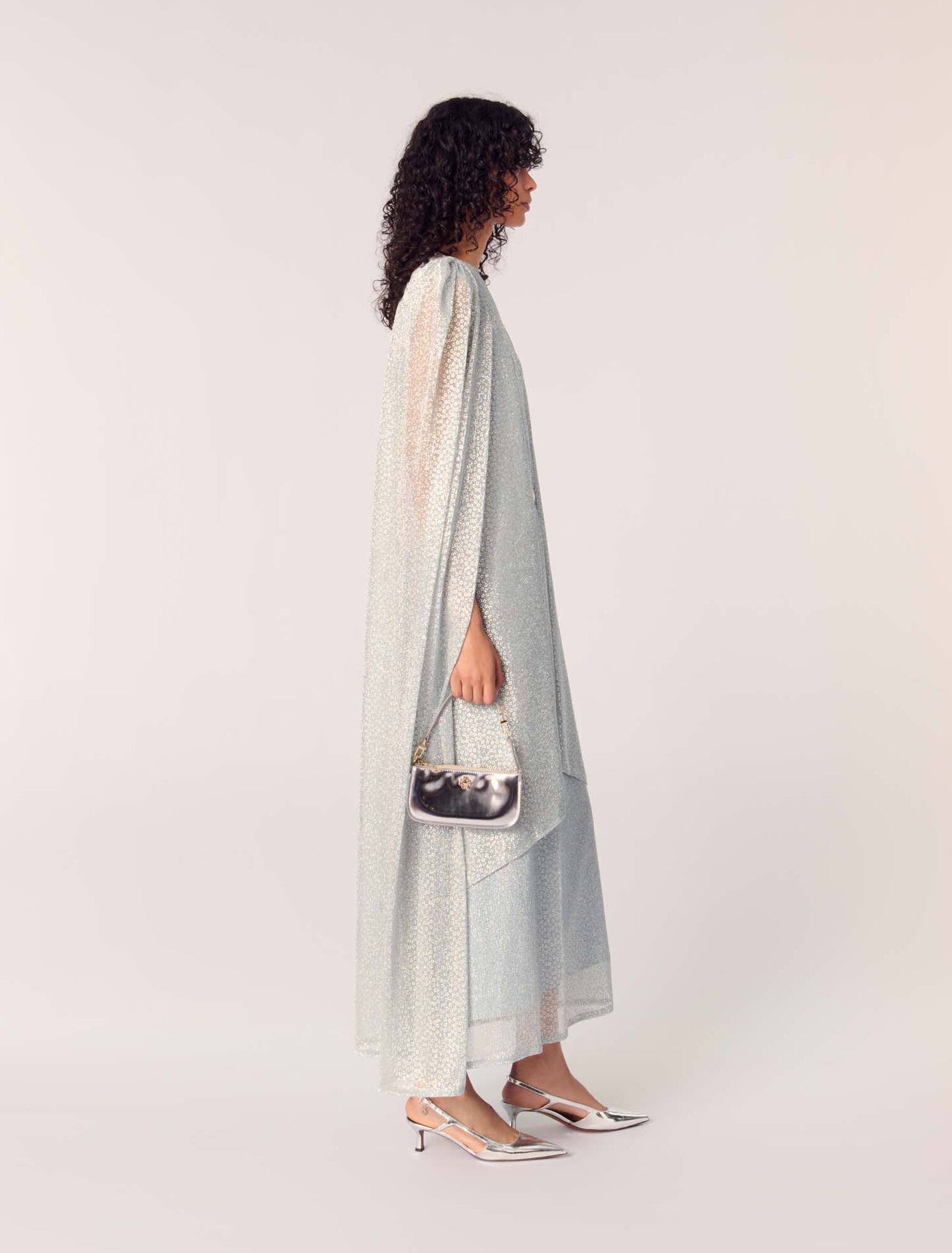 Lurex cape maxi dress