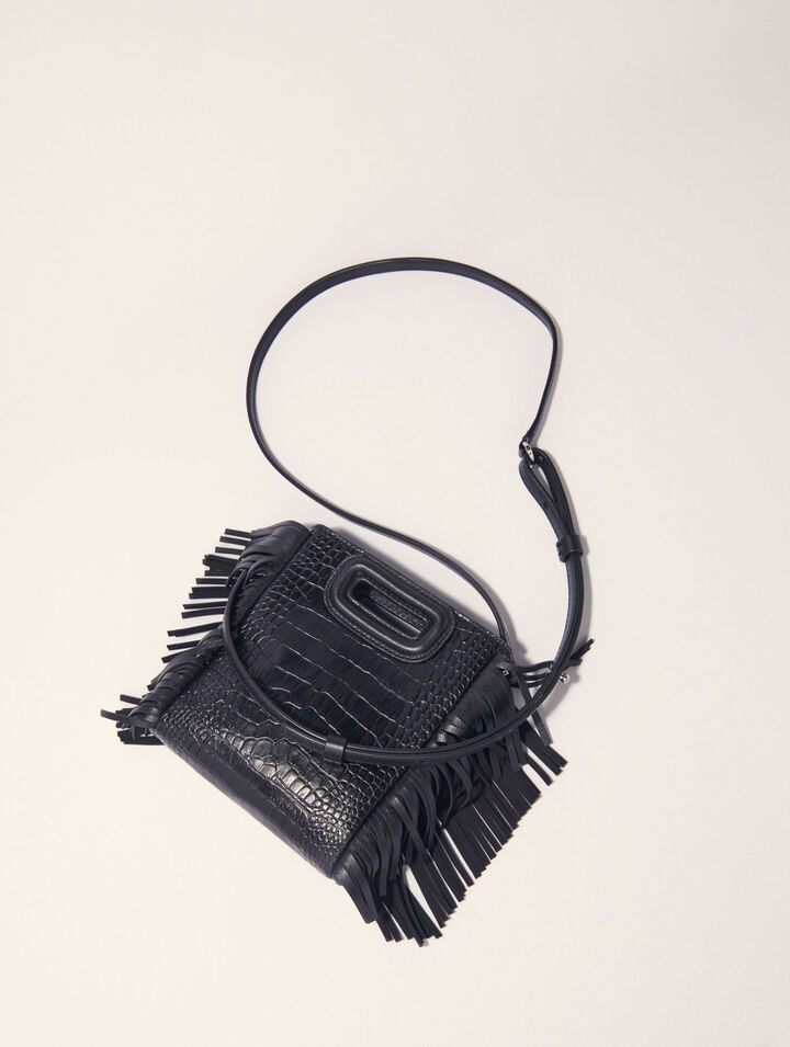 Mini embossed-leather M bag with chain