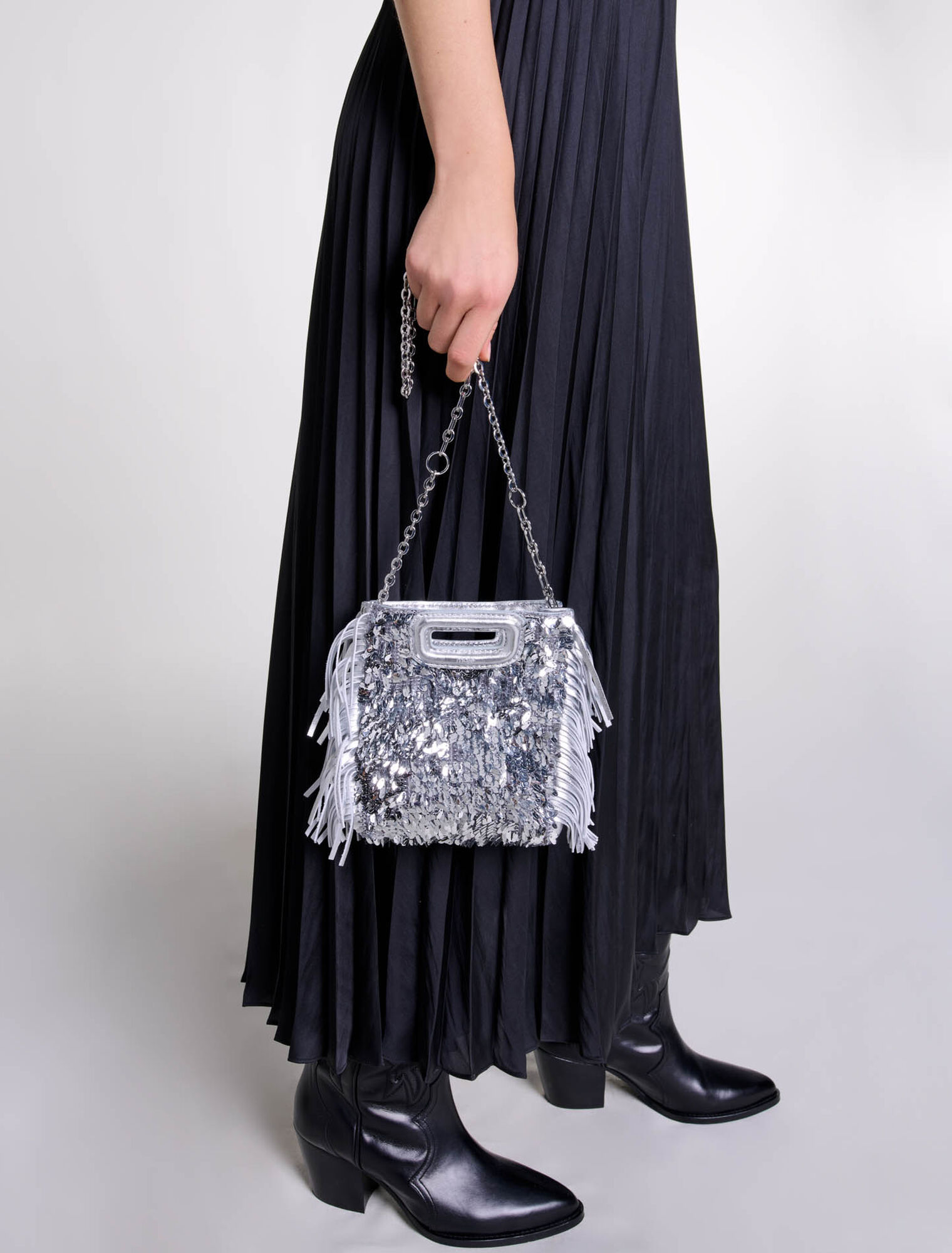 M mini bag with silver sequins
