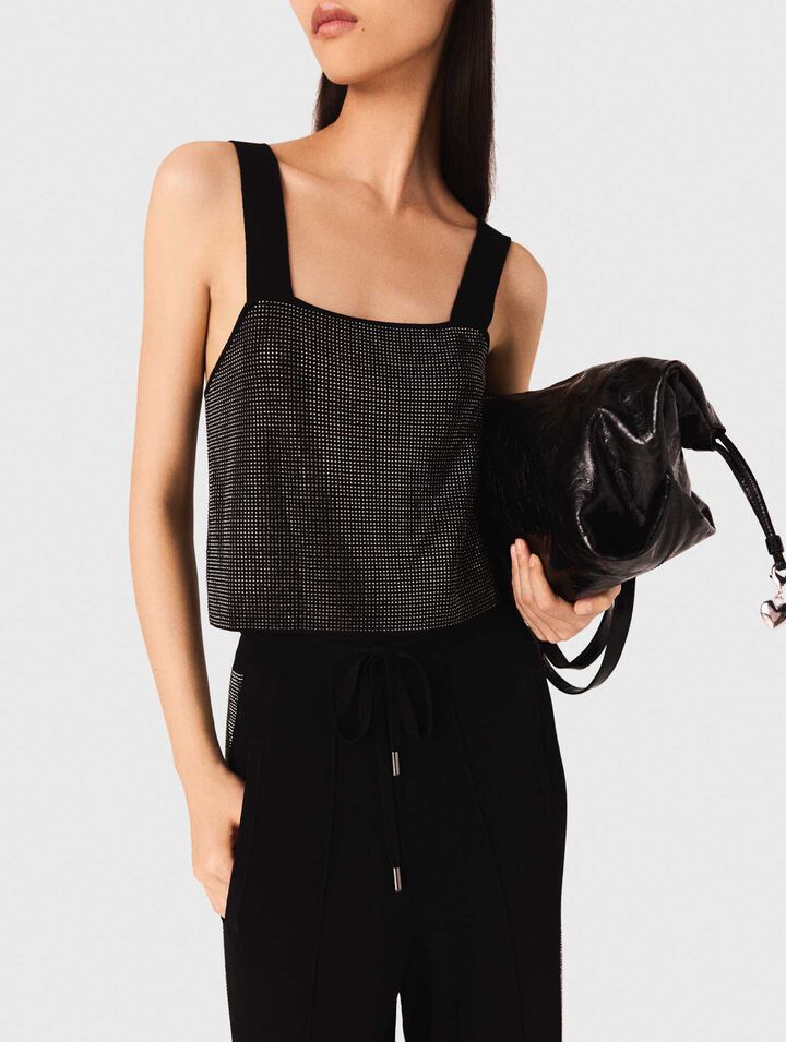 Strappy diamanté knit top