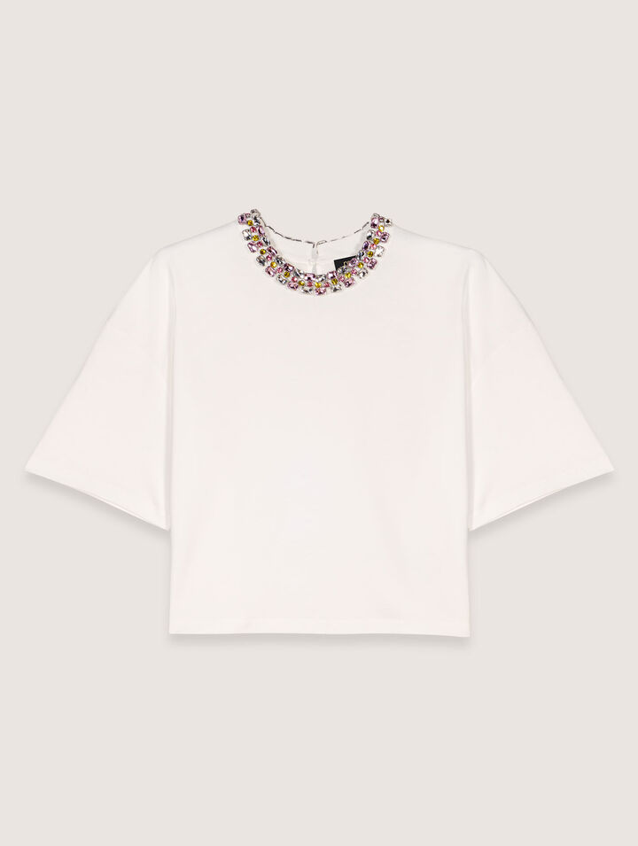 Jewellery neck T-shirt