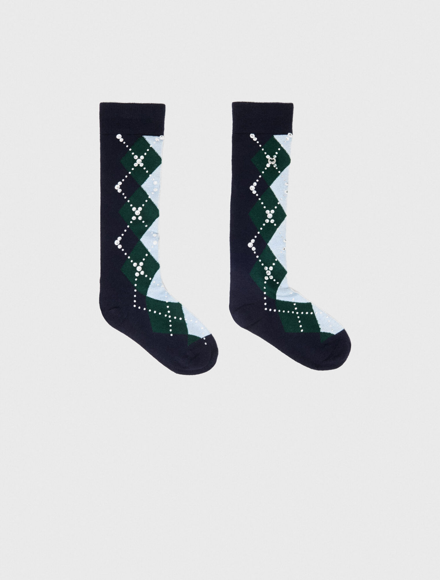 Wool argyle knee-high socks