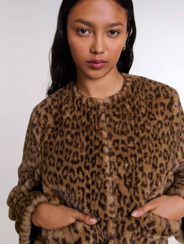 Cropped faux fur jacket