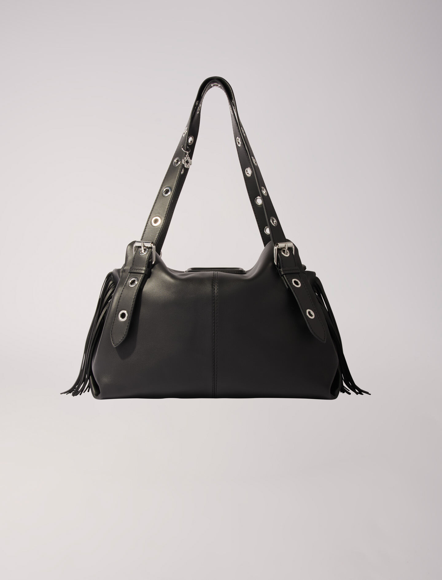 Plain black leather handbag clearance