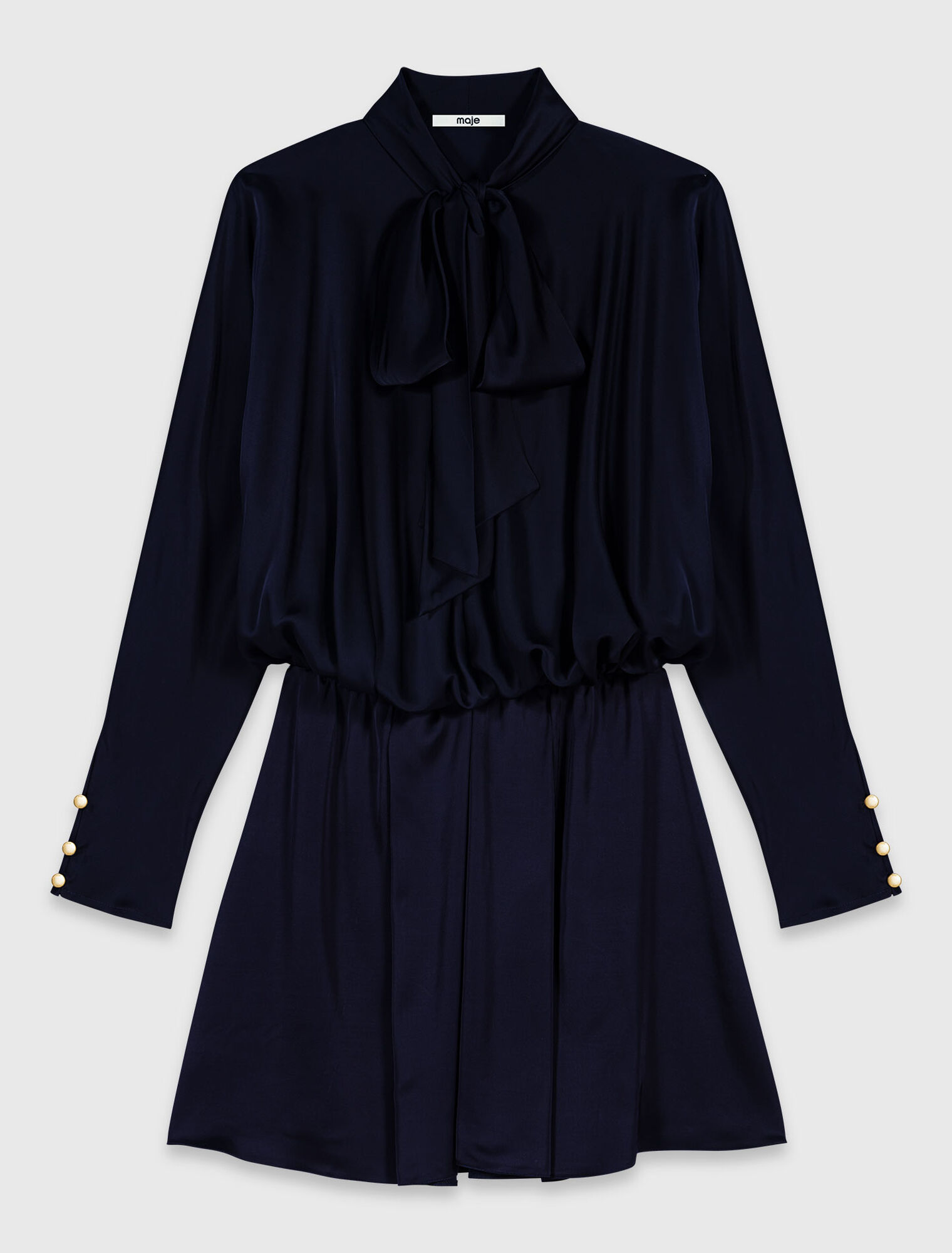 Short draped satin dress