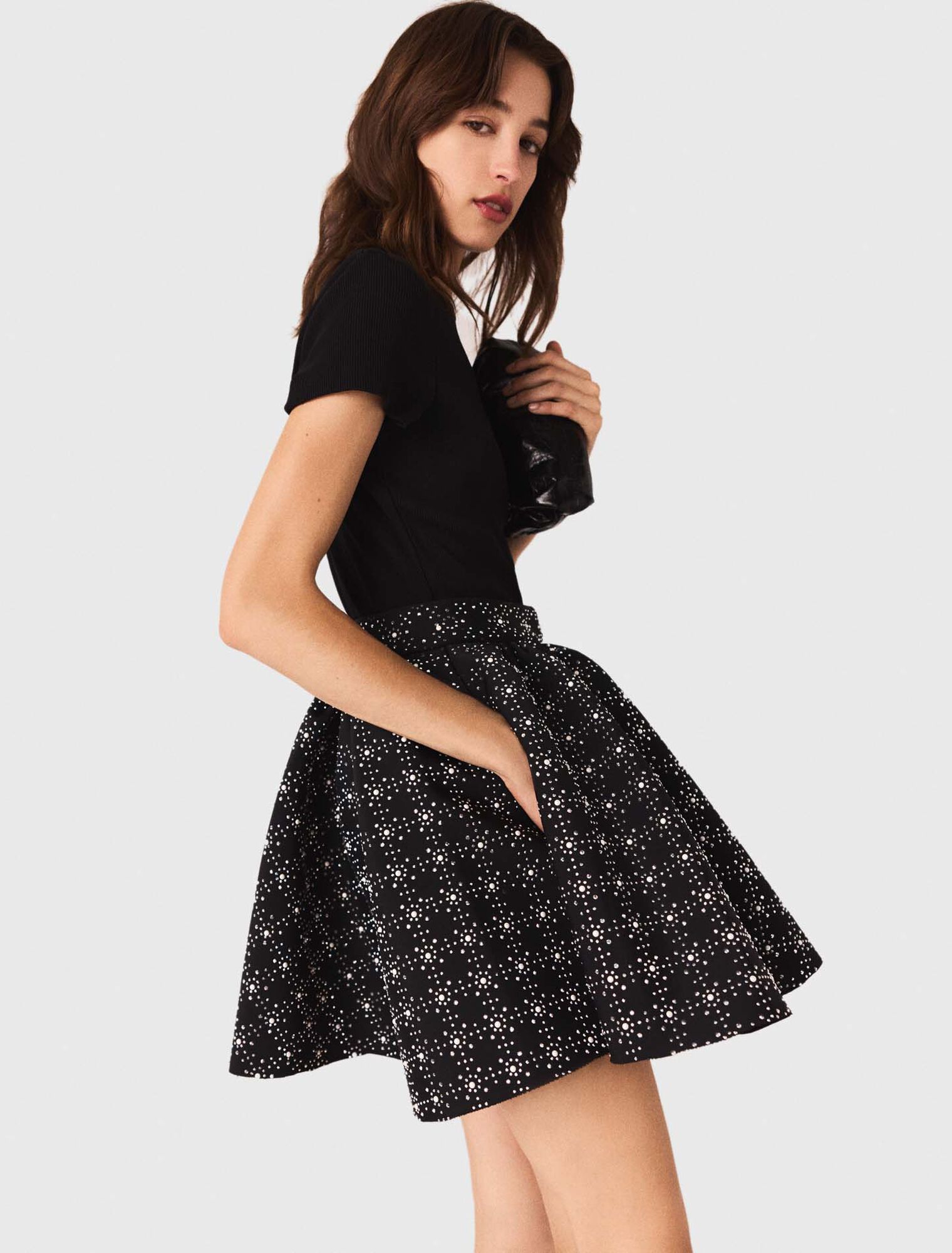 Pearl and rhinestone skater skirt