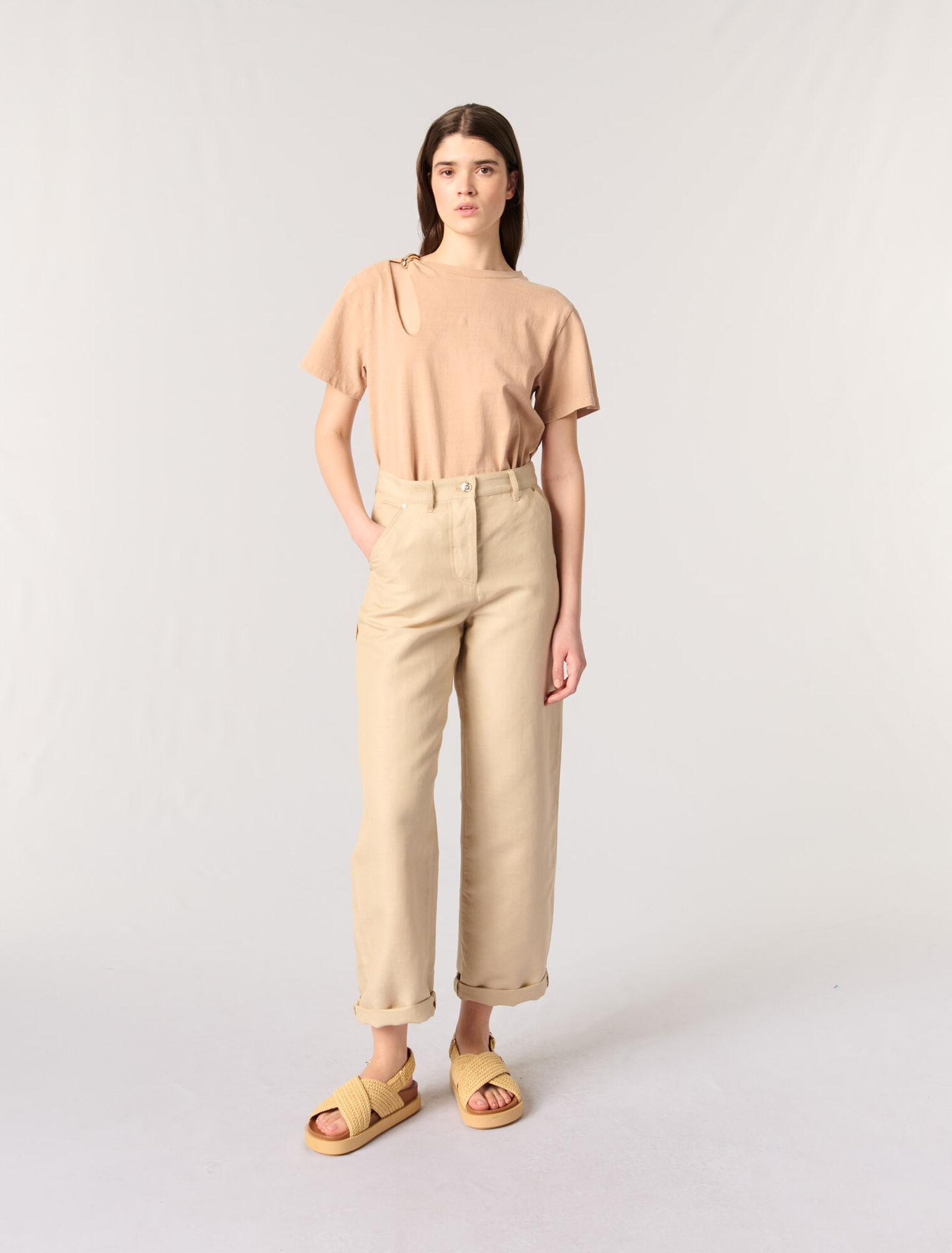 Raffia-effect flat sandals