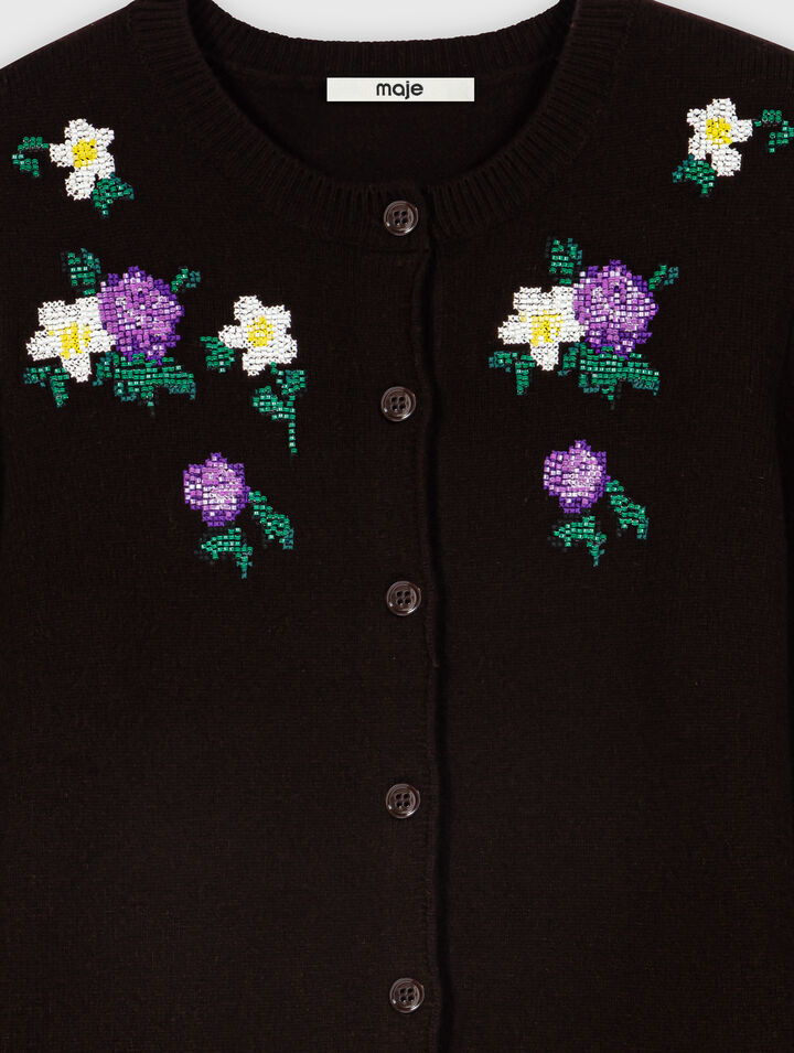 Cardigan with floral embroidery
