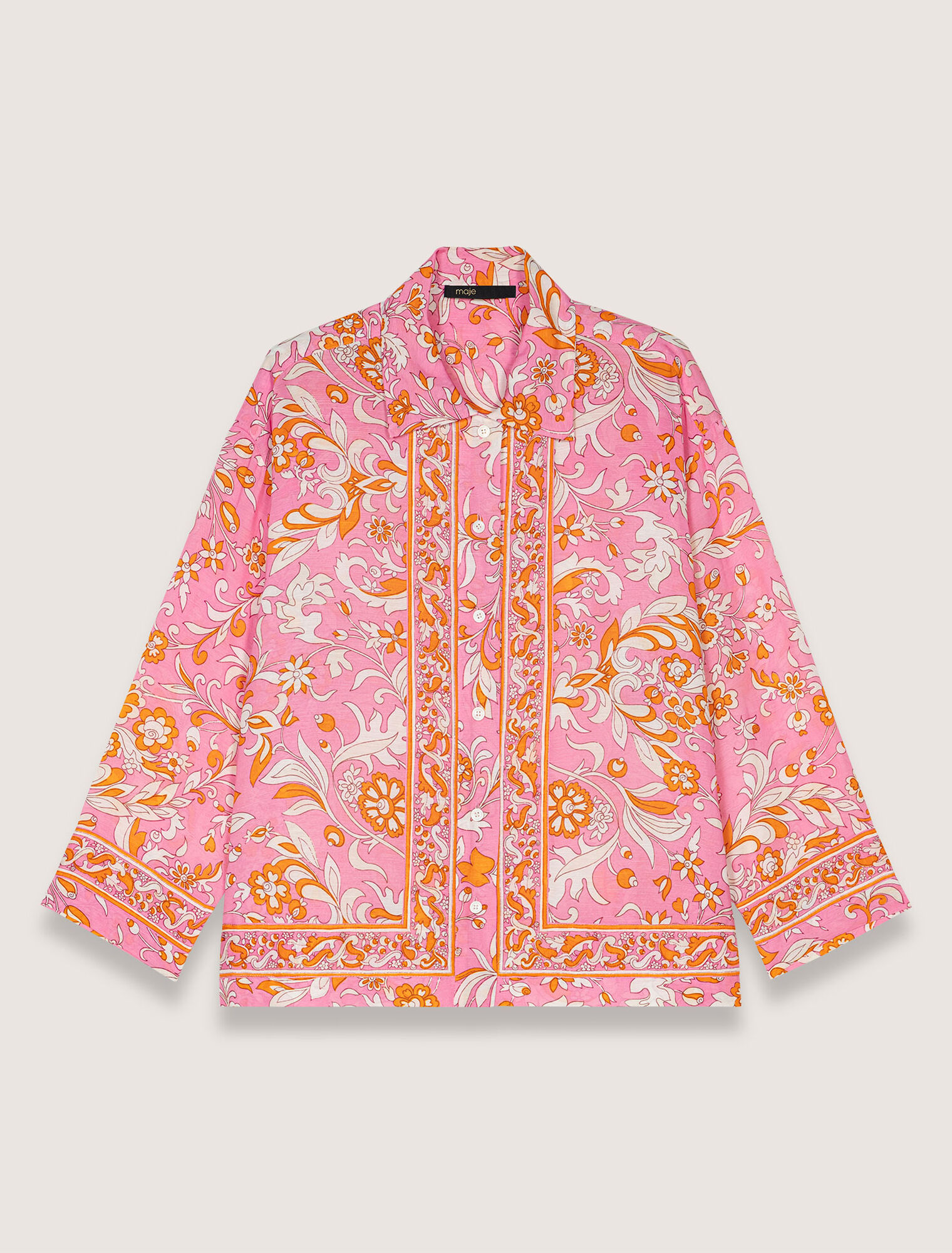 Patterned flowing linen shirt