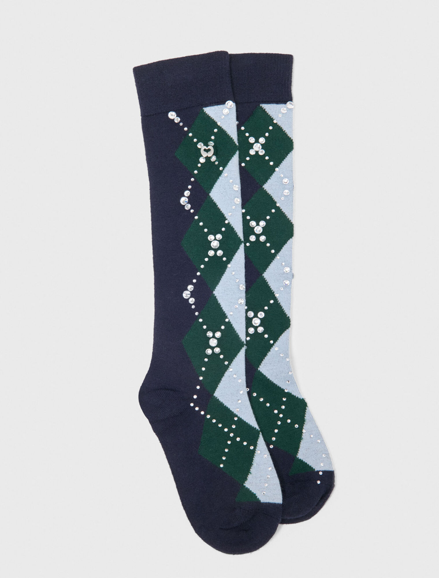 Wool argyle knee-high socks