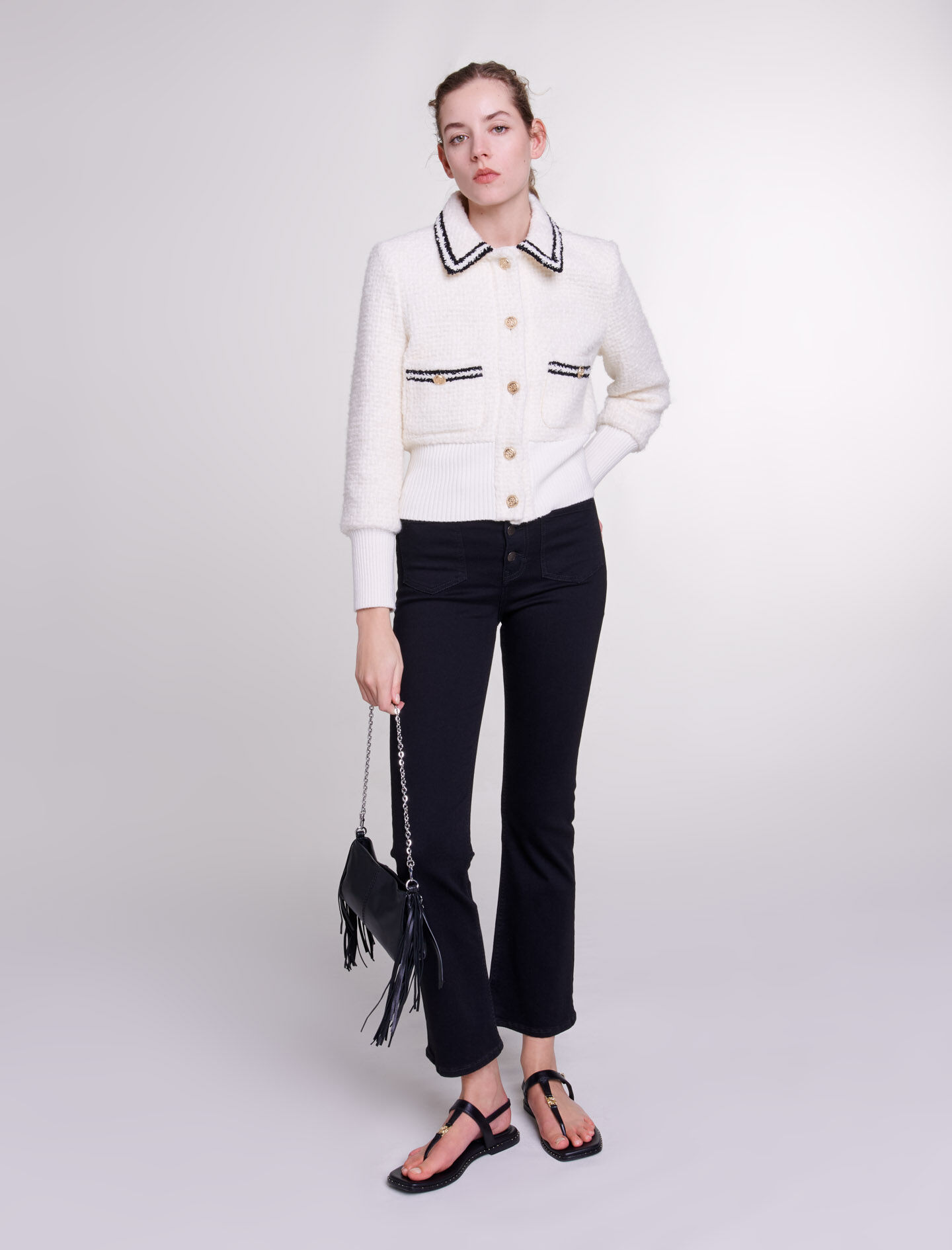 Contrasting tweed style jacket Blazers Jackets Maje