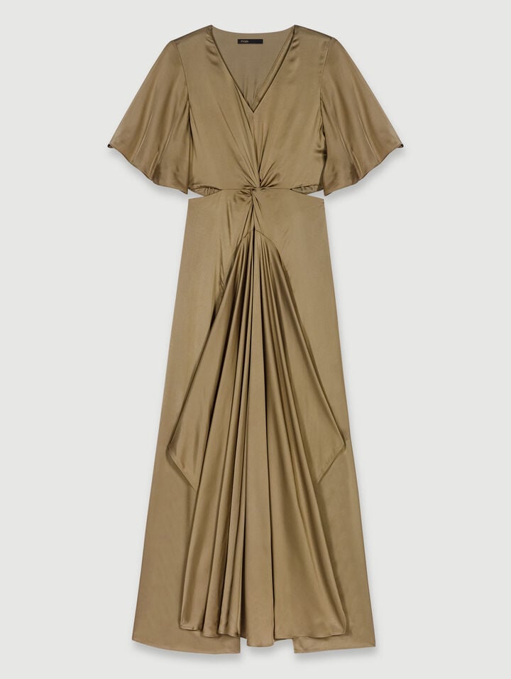 Openwork satin-effect maxi dress